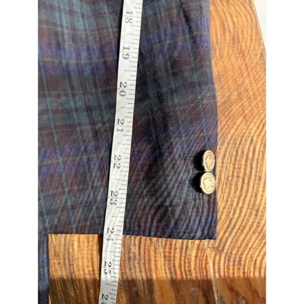 90s Vintage Burberrys Plaid Blazer Pure Wool Sport Coat Men's Blue green‎
